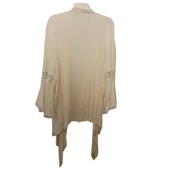 New White asymmetrical duster open lightweight cardigan bell sleeve sz 1X - Picture 3 of 4